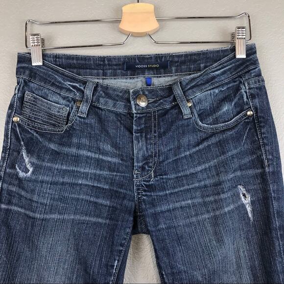 Vigoss The Ritz Skinny Medium Dark Wash Distressed Jeans - Picture 4 of 7